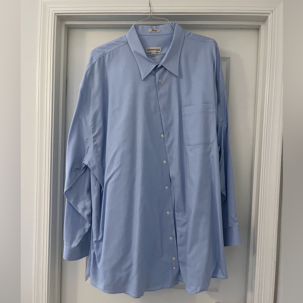Pronto Uomo Sky Blue Men's Dress Shirt in Light Herringbone Pattern